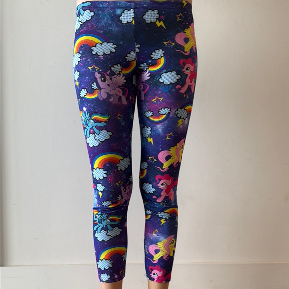 My little pony blue leggings with rainbows girls size 12
 Halloween